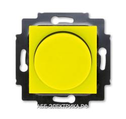 Диммер поворотно-нажимной , 600Вт для ламп накаливания, цвет Желтый/Дымчатый черный, Levit, ABB